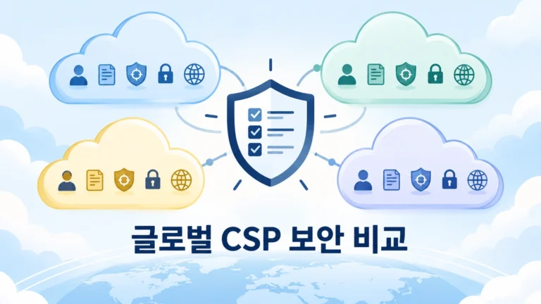 네 클라우드 플랫폼의 보안 기능을 공통 점검 기준으로 비교하는 이미지