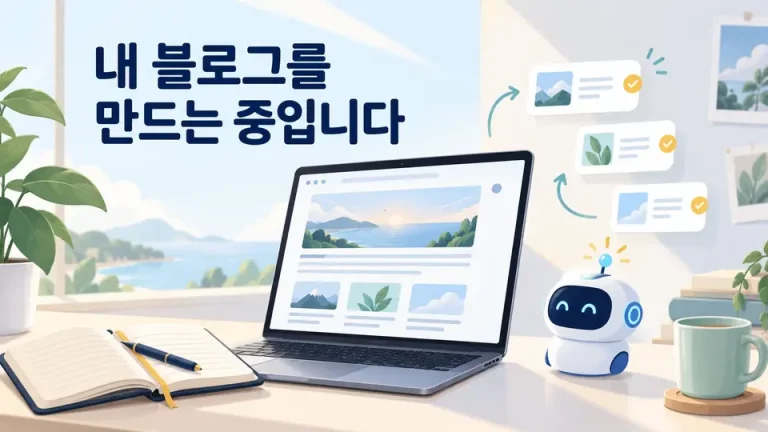 AI와 함께 워드프레스 개인 블로그를 만들고 글과 이미지를 다듬는 작업 공간