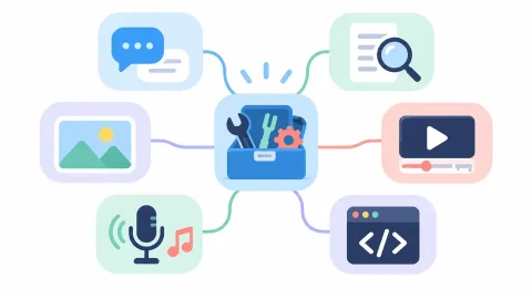 대화, 검색, 이미지, 영상, 음성, 코딩에 활용하는 여러 종류의 AI 도구